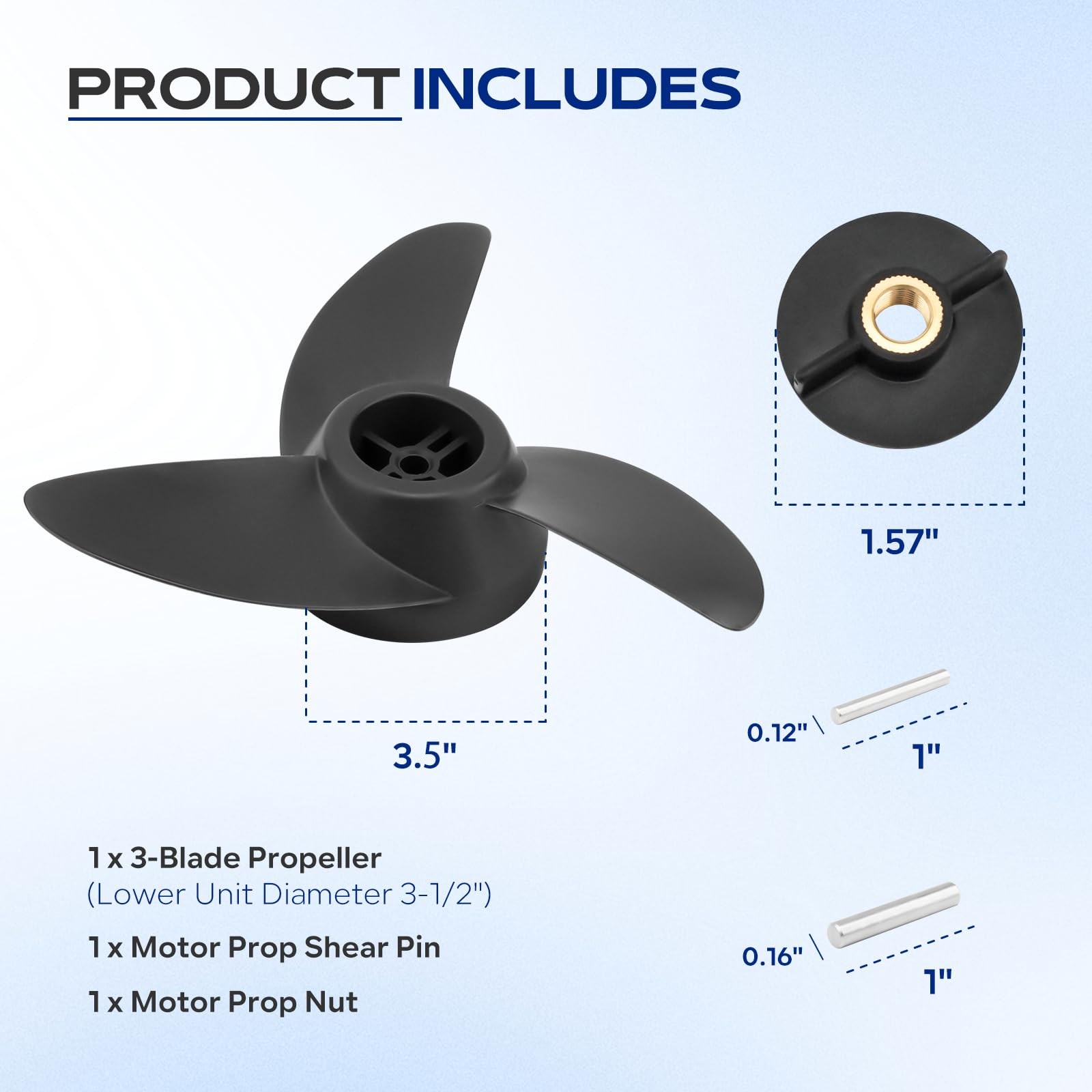 For MotorGuide Propeller 3 Blade Machete Compatible with Black