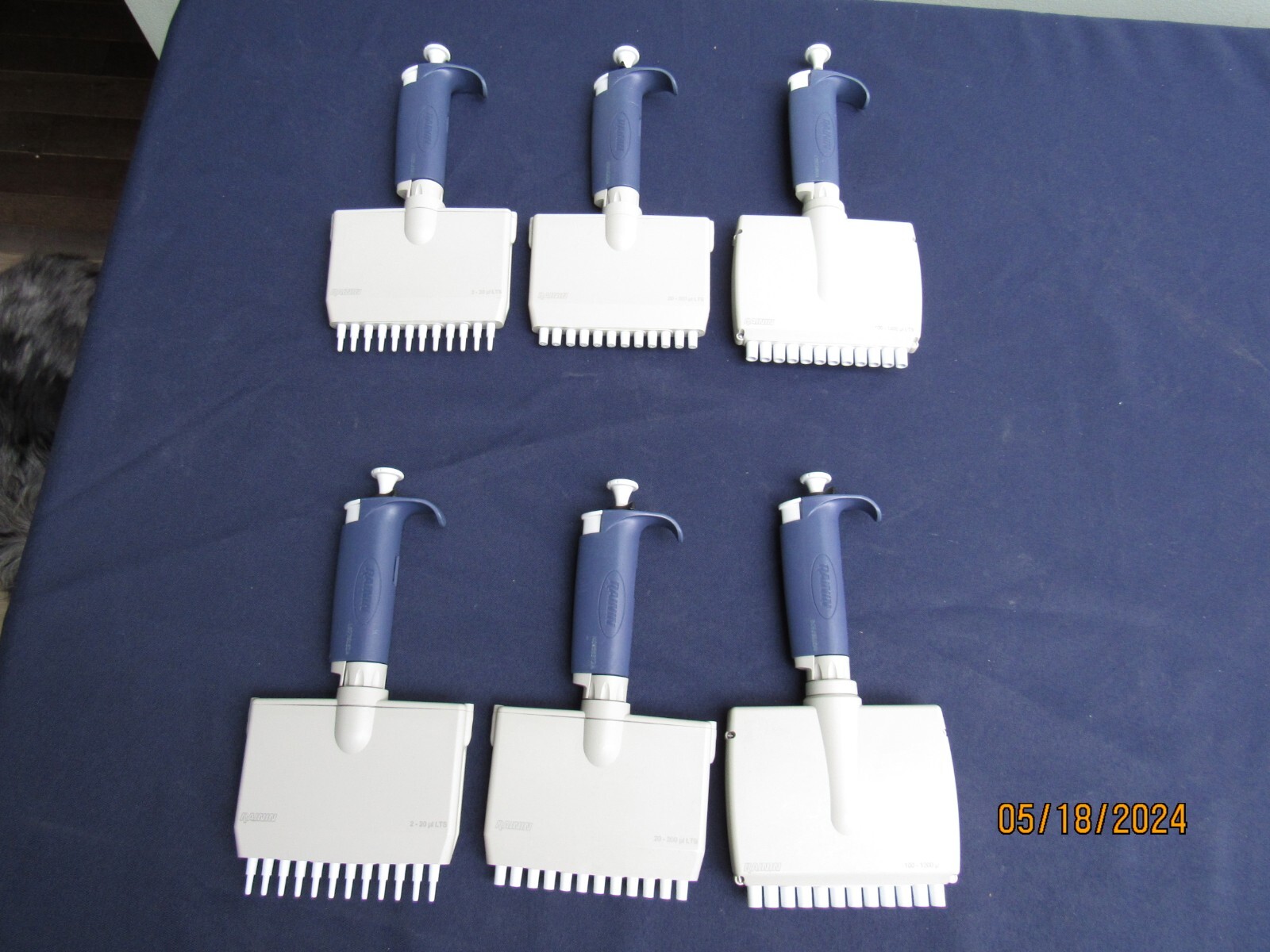 set/3 Rainin Pipet-Lite LTS Pipette, 12 Channel, 2-20uL,20-200uL & 100-1200uL