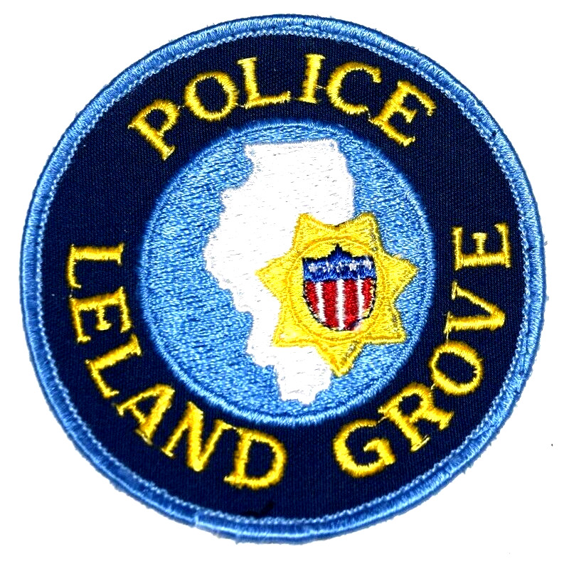 LELAND GROVE – POLICE - ILLINOIS Sheriff Police Patch STATE SHAPE OUTLINE USED