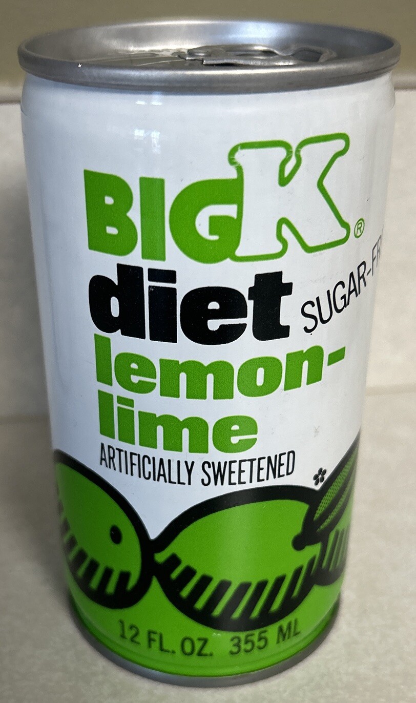 Vtg Big K Diet Sugar Free Lemon-Lime 12 Oz. 355ml Empty Sealed Steel Soda Can
