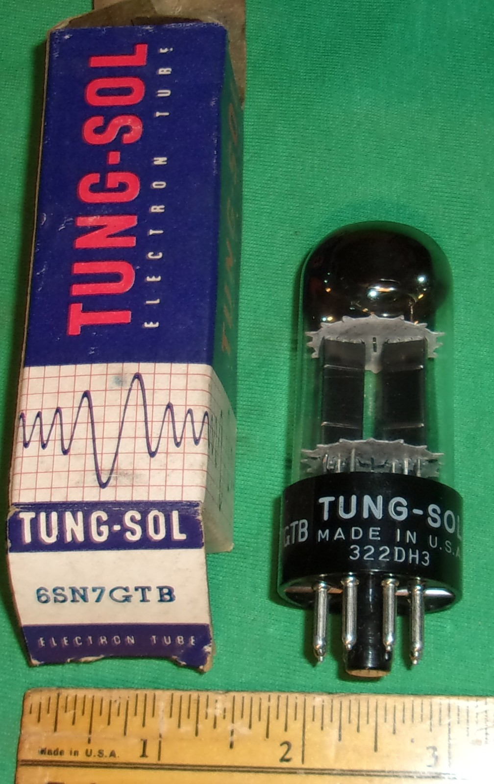 NOS TUNG SOL 6SN7GTB Twin Triode BLACK PLATES/HORSHOE GETTER/Test Great! (1950s)