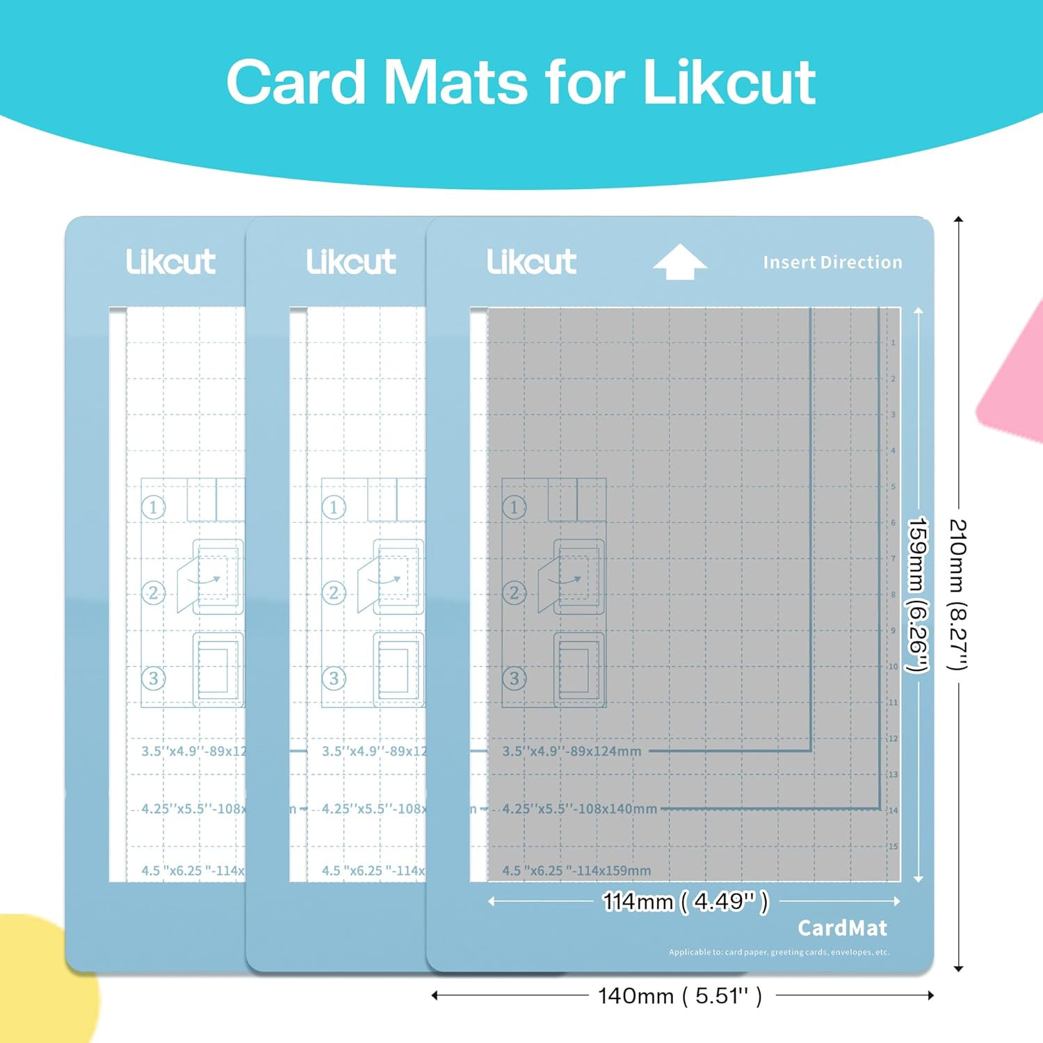 Insert Card Mat 4.5" x 6.25" for Vinyl Cutter - 3 Pack Cutting Mats Compatibl...