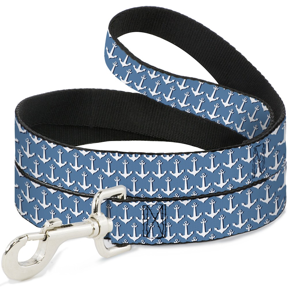 Dog Leash Anchor2 Monogram Baby Blue/Navy/White