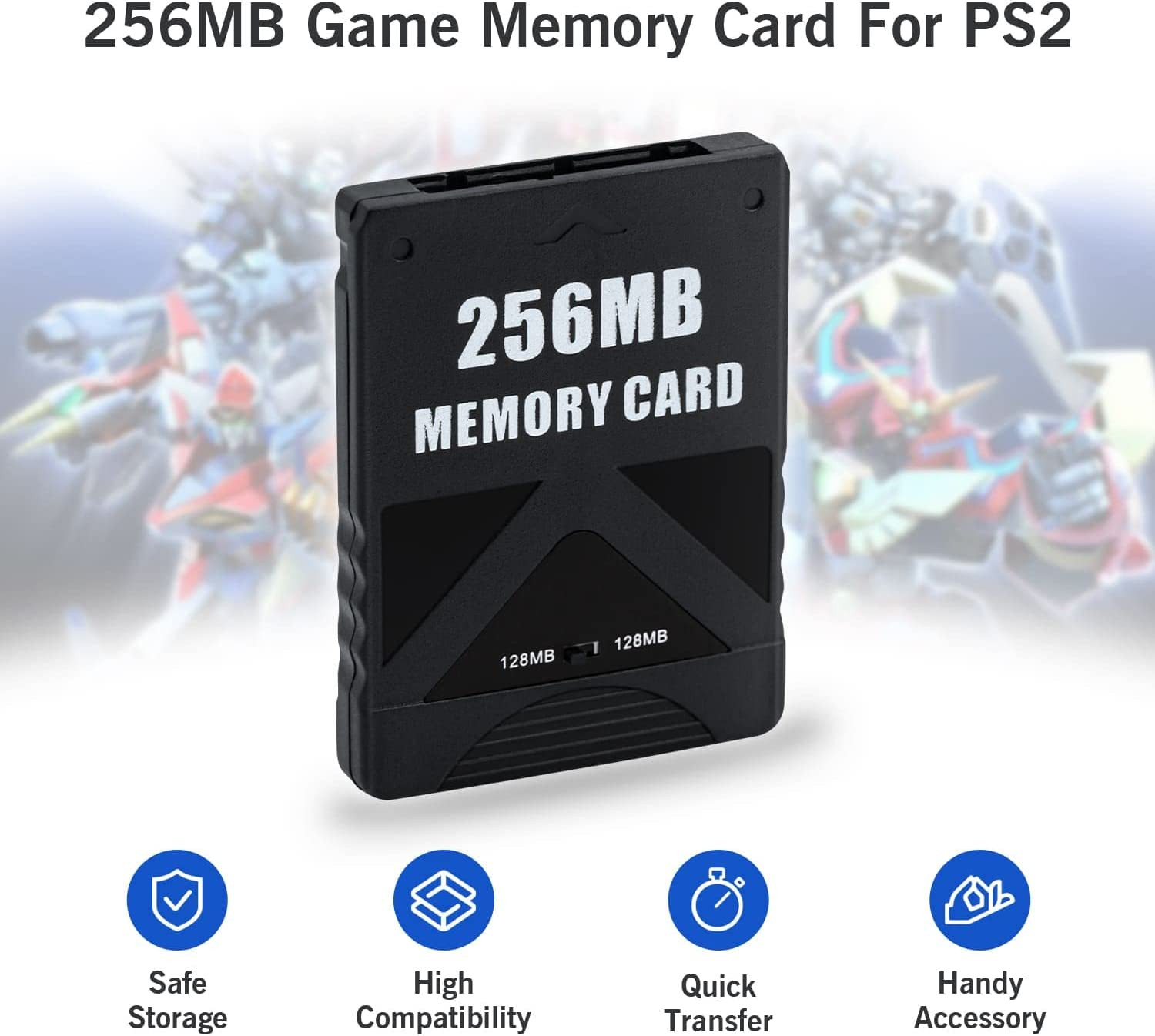 256MB Memory Card for Playstation 2 - Upgraded Chip, High Speed PS2