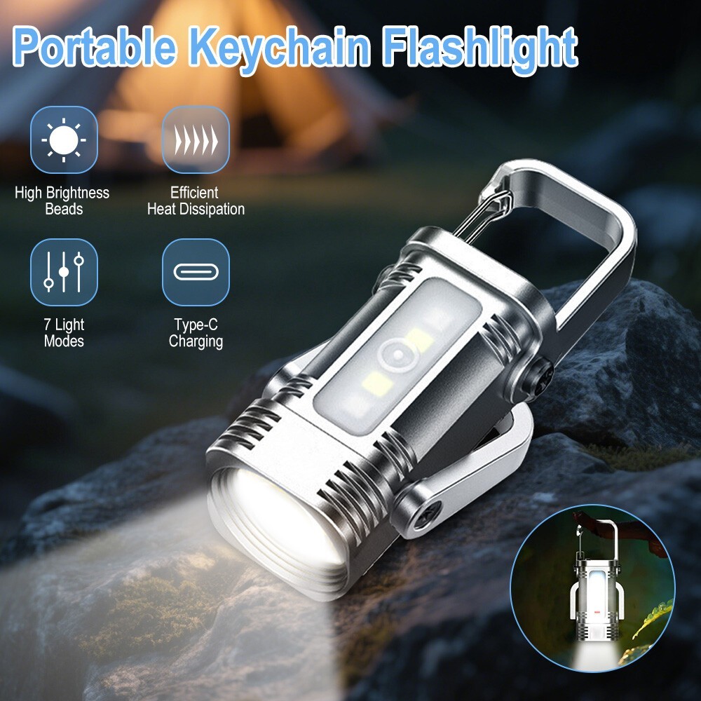 1-PACK Super Bright LED Mini Flashlight USB Rechargeable Pocket Keychain Torch n