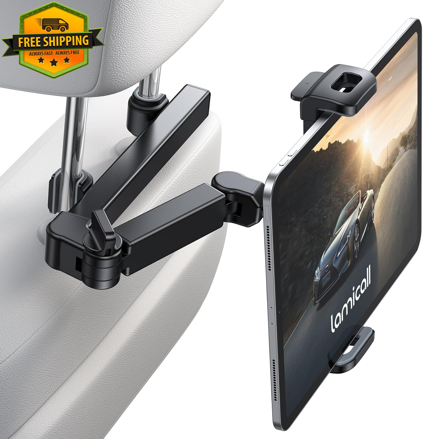 Car Headrest Tablet Holder Back Seat Mount Adjustable Extension Arm