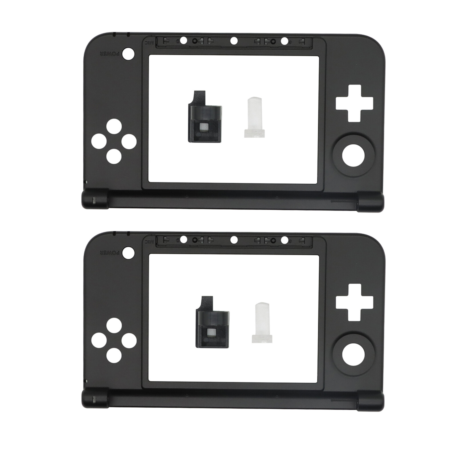 2Pack Hinge Black Bottom Middle Shell Housing with lock For Nintendo 3DS XL