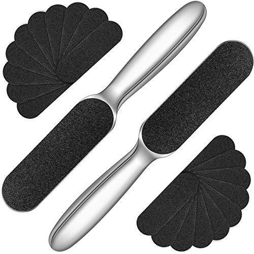 Mudder 2 Pieces Stainless Steel Pedicure Foot File Callus 4 Piece Set, Silver