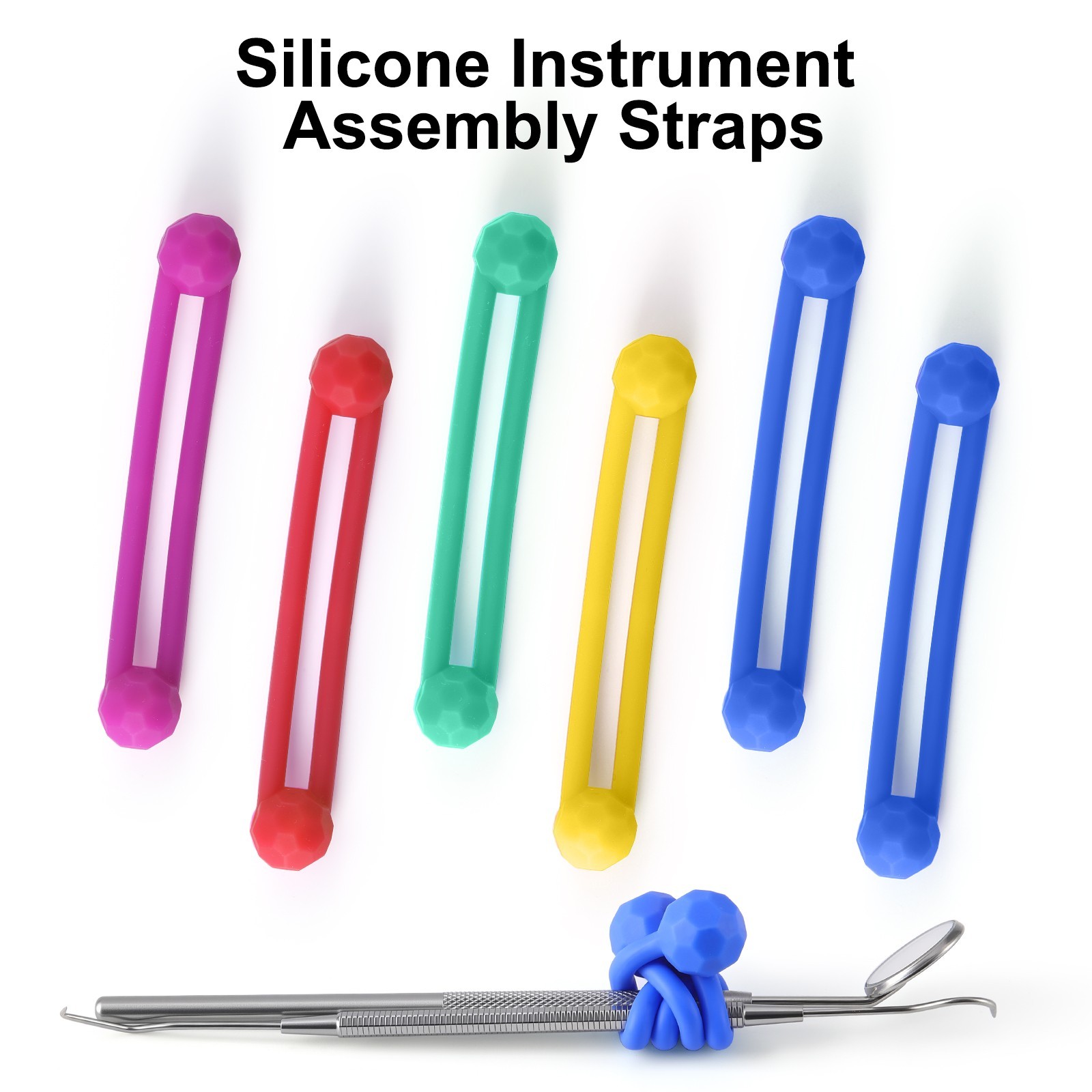 JMU Dental Instrument Silicone Ties Assembly Straps Assorted Colors 6pcs/bag