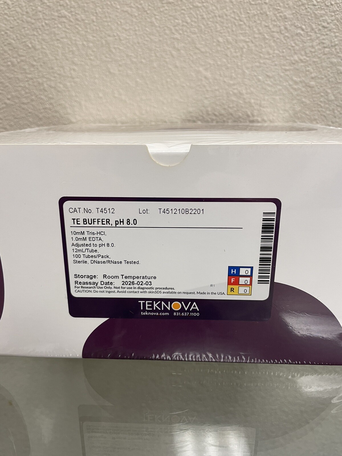 Teknova TE Buffer, pH 8.0, 100 Tube/Pack