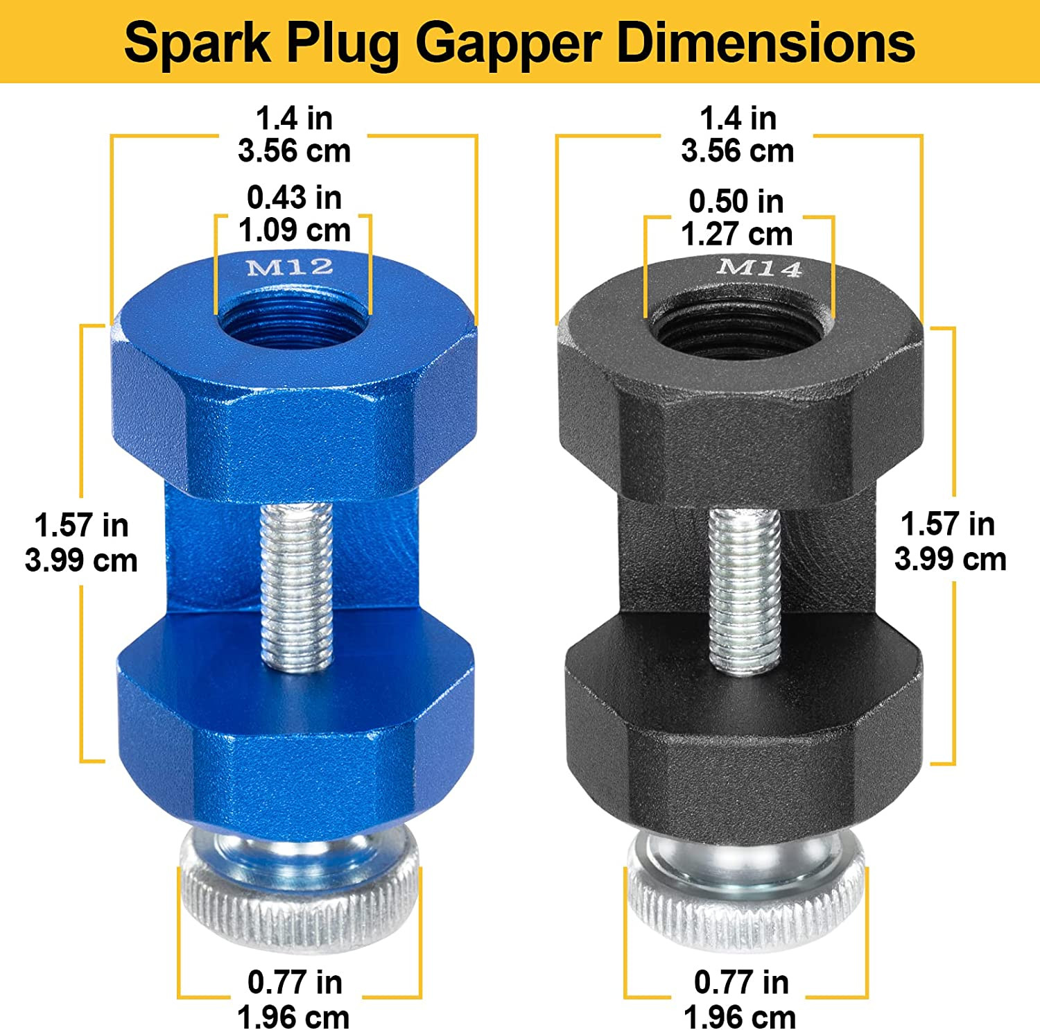 Spark Plug Gap Tool 2Pcs, High Precise Gapping Tool Adjustment Kit for 12Mm 14Mm