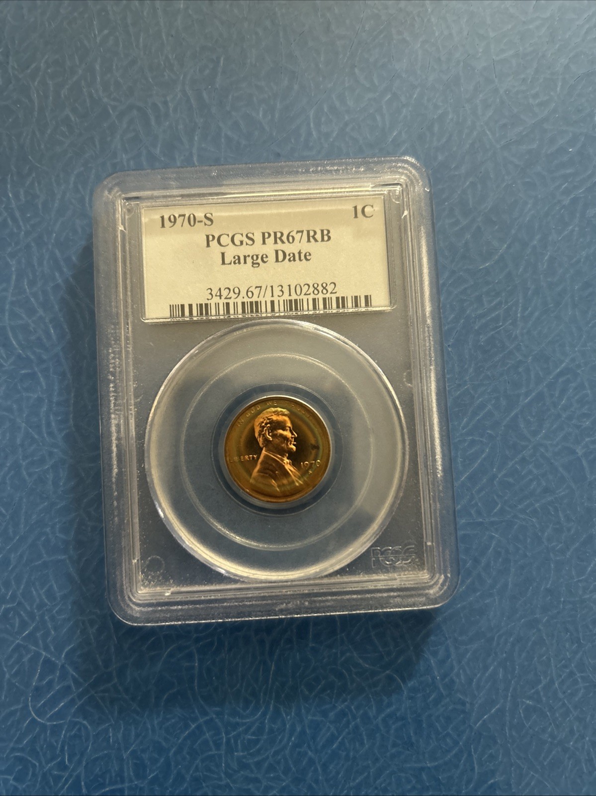 1970-S Lincoln Cent Large Date PCGS PR-67RB Halo Rainbow!