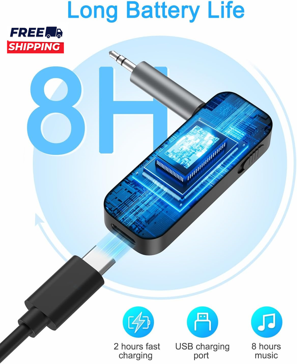 Upgraded Aux Bluetooth 5.4 Adapter for Car 2 in 1 Bluetooth Receiver Transmitter