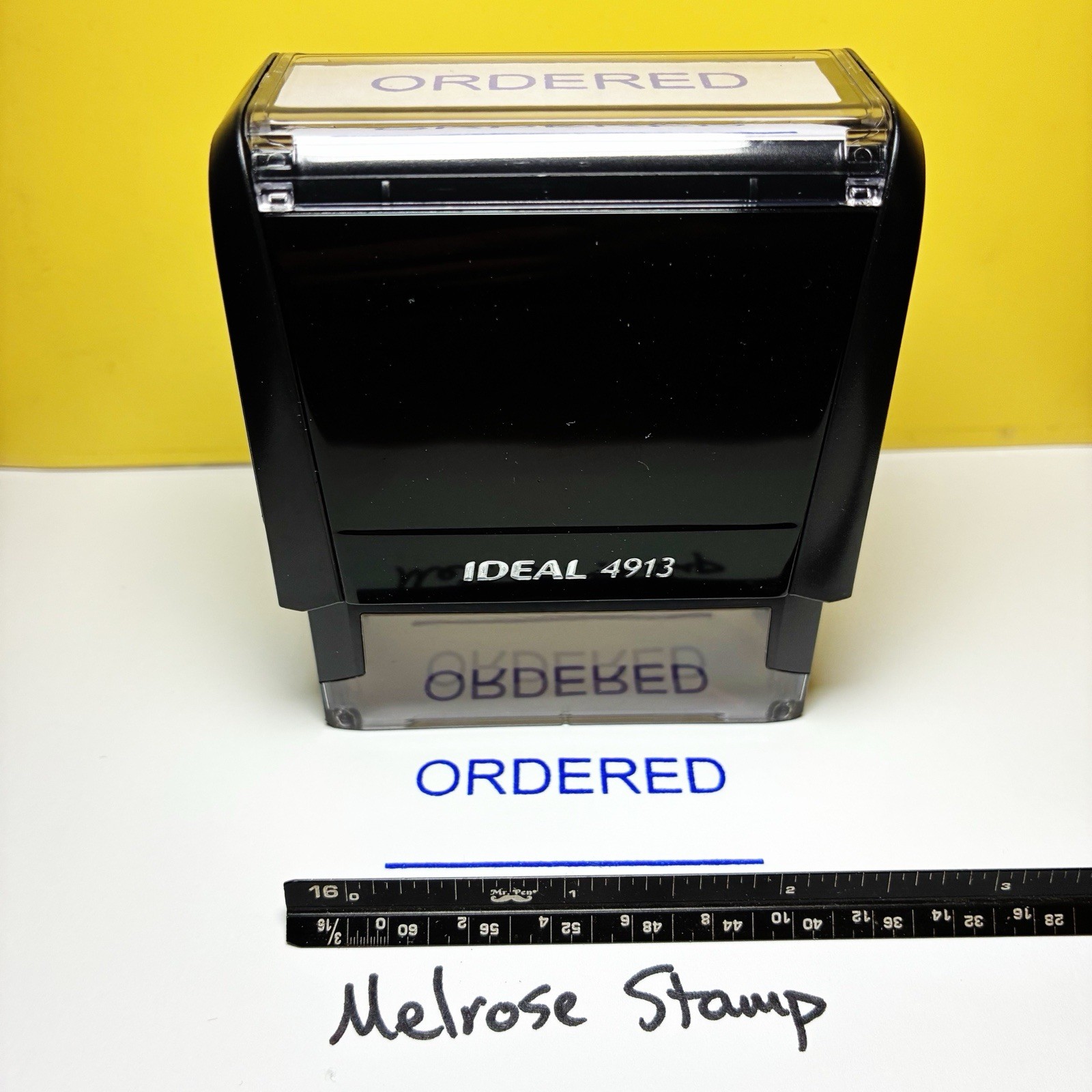 Ordered With Name Date Line Stamp Blue Ink Self Inking Ideal 4913