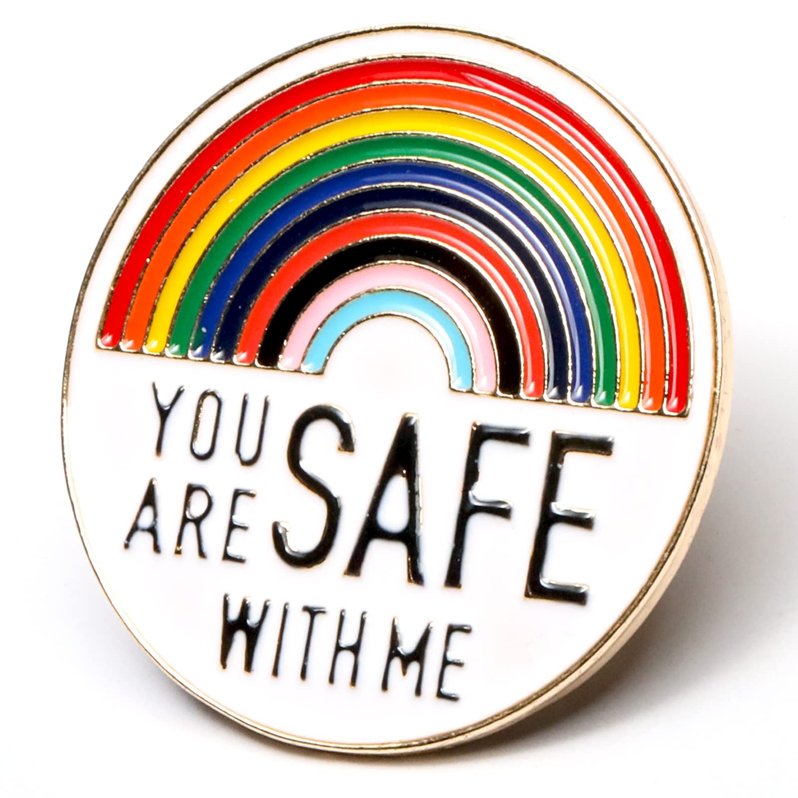 ALMHH You are Safe with Me Pin, Pride Jewelry Ally Enamel 1.54 inches, 1 pack