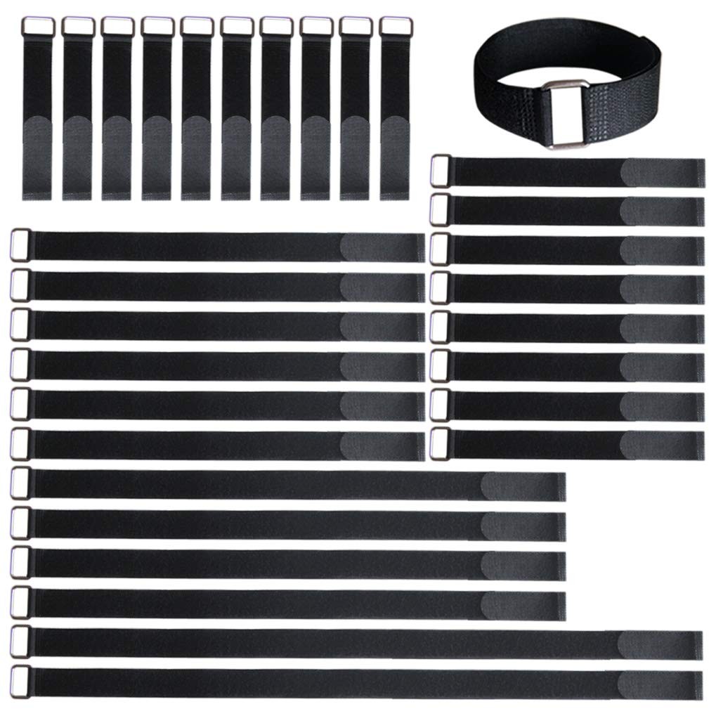 8"12"18"24"30" Hook and Loop Fastening Cable Strap - 30 Pack Reusable Nylon E...