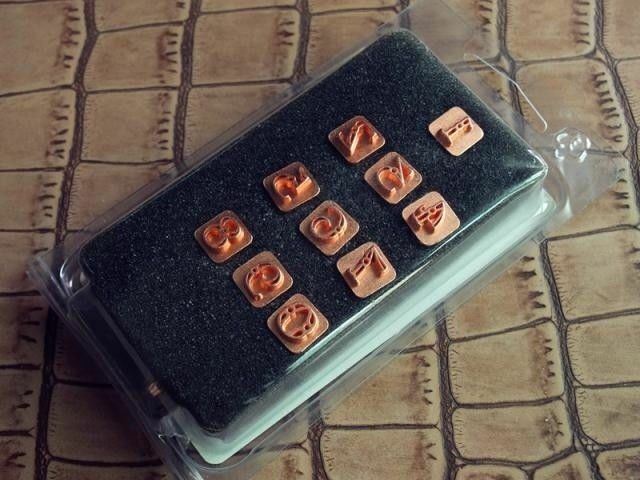 Custom made  leather craft  Fancy Arabic Number Stamp Tool with handle 10pcs/set