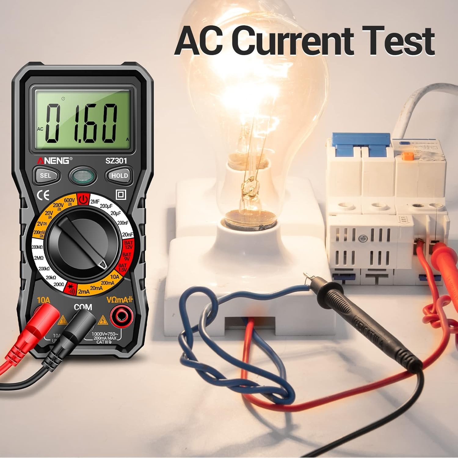 Digital Multimeter with Case,Dc AC Voltmeter,Ohm Volt Amp Meter,Measures Voltage