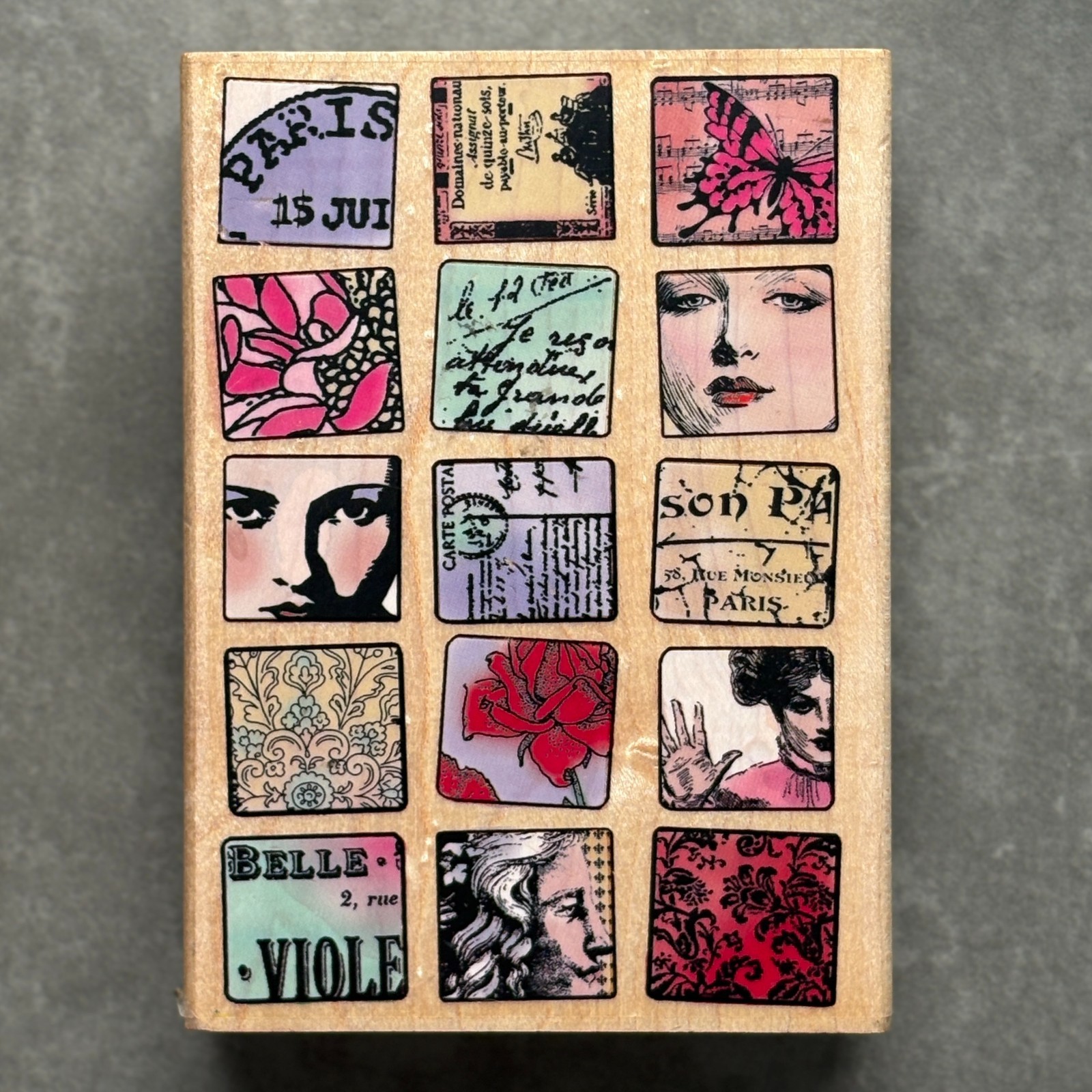 Hampton Art Stamp Paris Moments Rubber Stamp Jill Meyer French Theme Square Grid