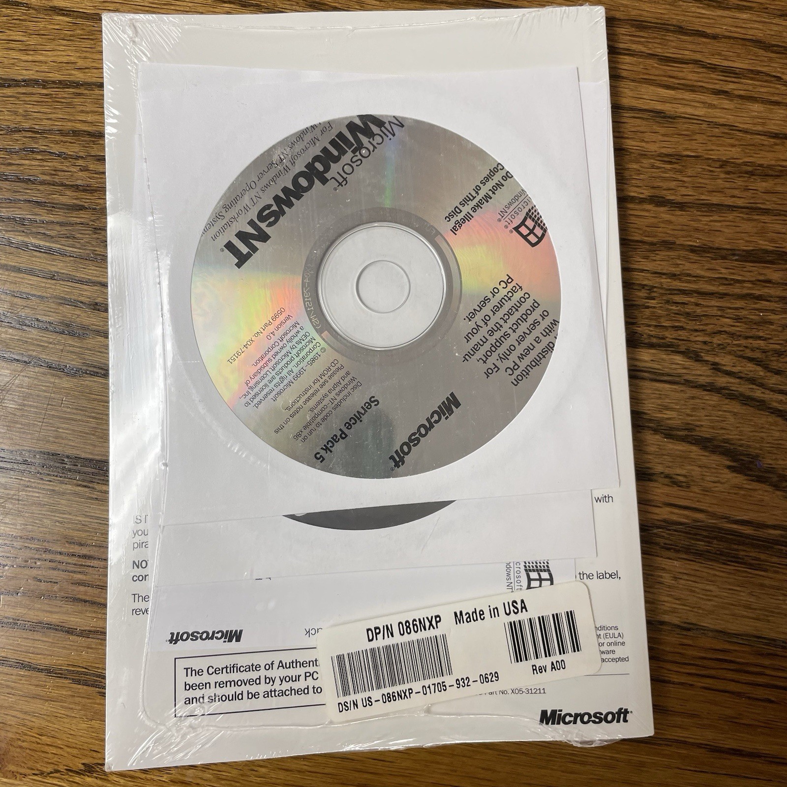 Microsoft Windows NT Workstation 4.0 - Full Version Just CD NEW