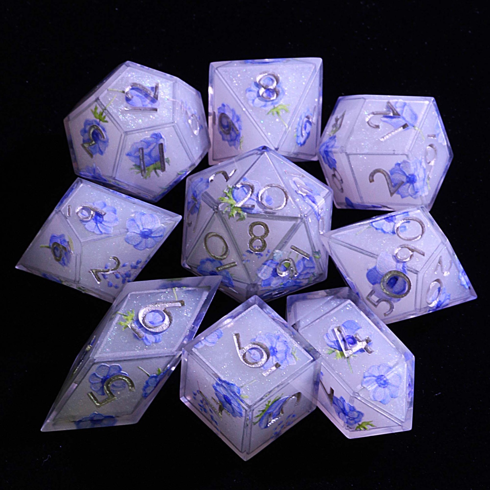 9 Polyhedral DD Sets Dice Moonlight Garden Fairy for Dungeons Dragons RPG