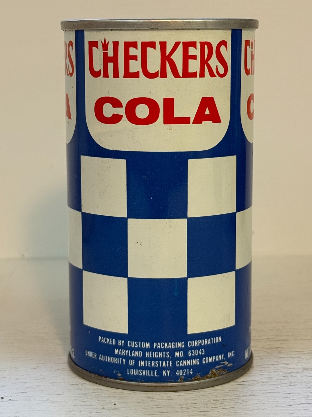 Checkers Cola Soda Can - tough 70's brand!