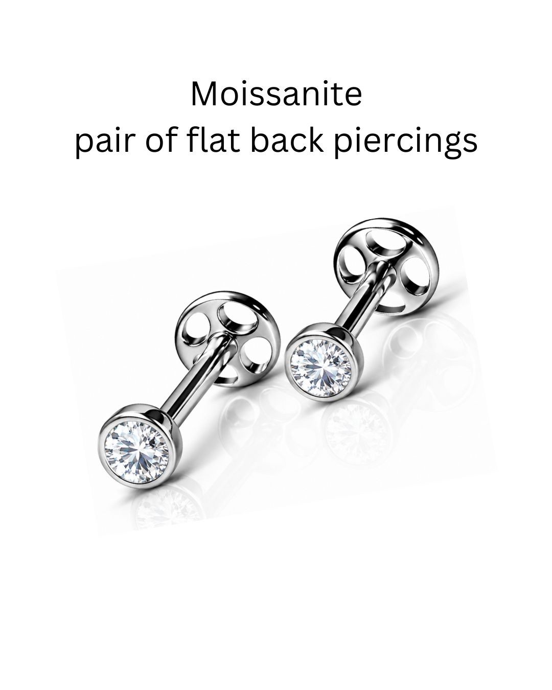 Pair of VVS1 Moissanite Stud for Women Sleep Flatback Titanium Earring Piercing