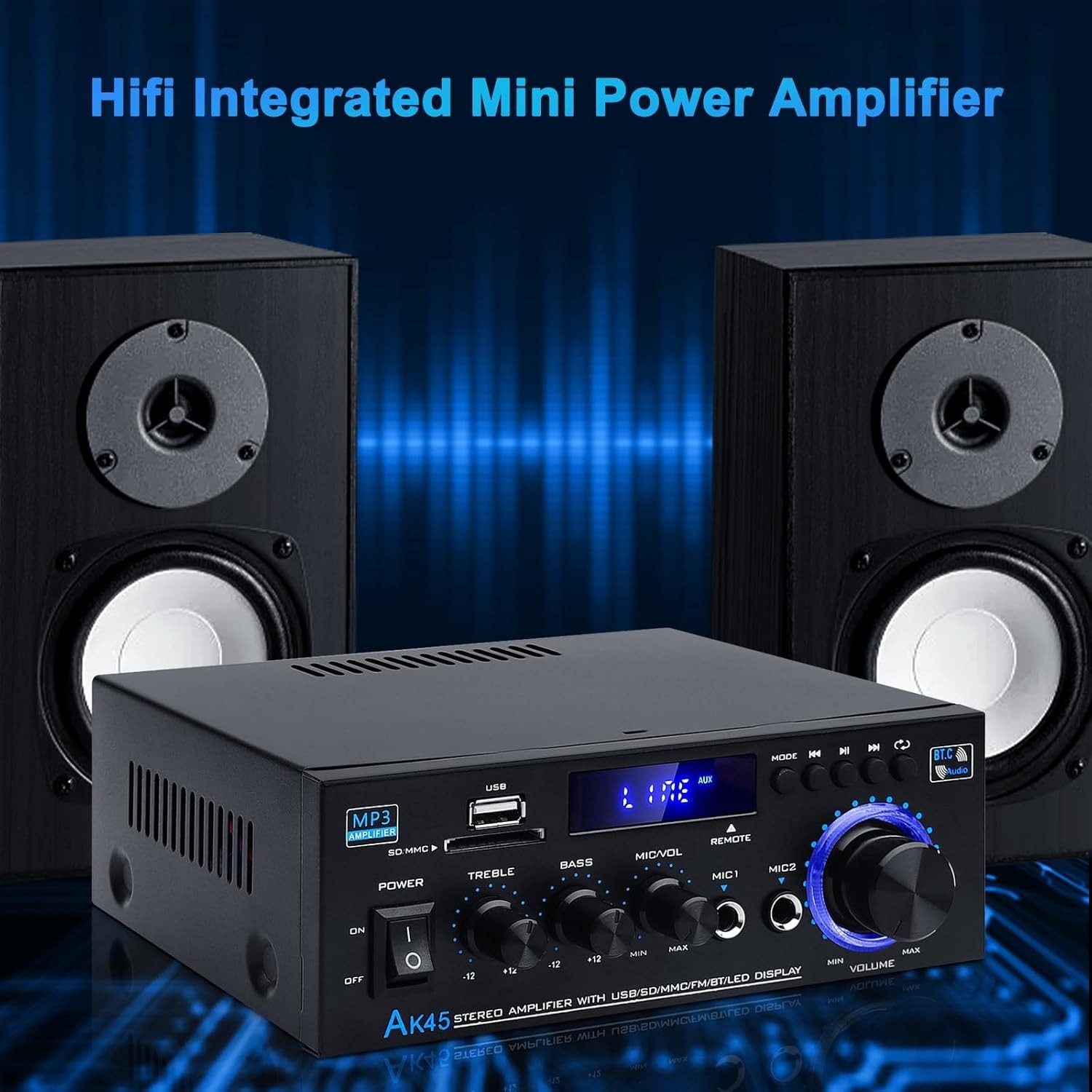 Stereo Receiver & Amplifier Home Audio Amp, AK45 Bluetooth Receiver for Home NEW