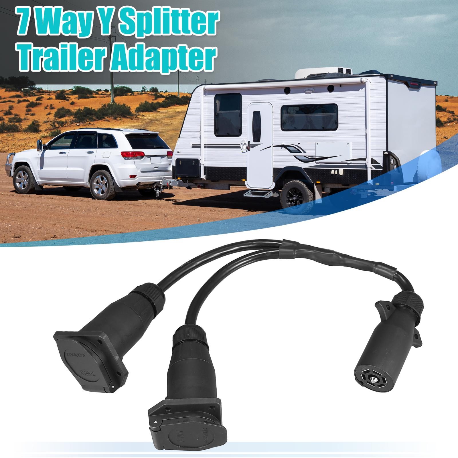 7-Way Y Splitter Trailer Adapter Pulling Slide in Camper RV Y Female Dual Male