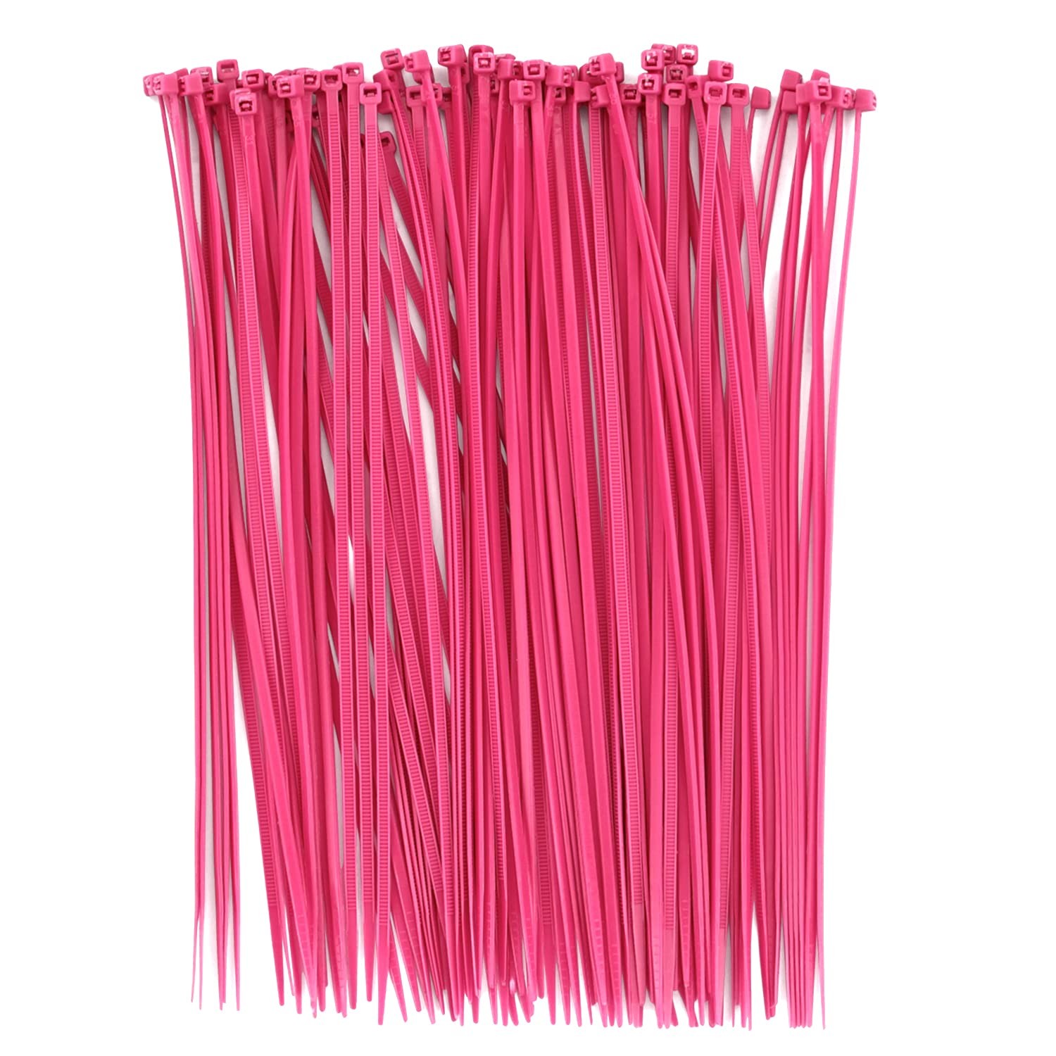 100 PCS Colorful Cable Zip Ties Pink Self-Locking Nylon Wire Cord 8 Inch