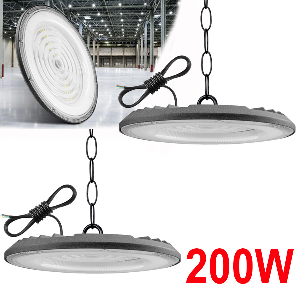 2Pack 200W UFO Led High Bay Lights Commercial Warehouse Factory Light Fixture