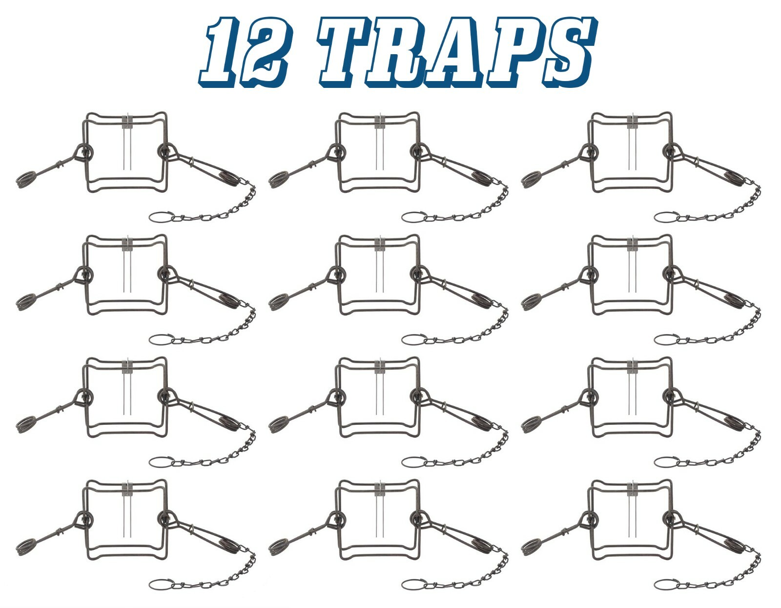 12 - Duke 220 Double Spring Body Traps - Woodchuck Groundhog Raccoon & Fisher