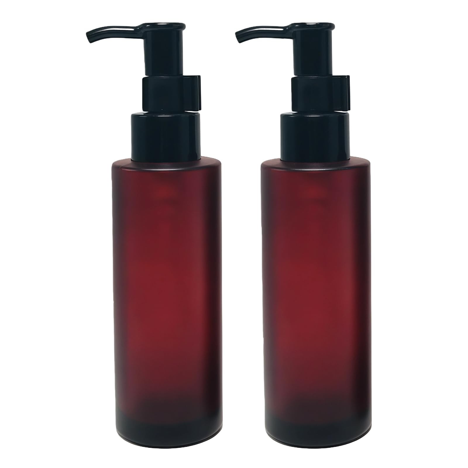 Frascos vacíos con bomba para loción de vidrio esmerilado ámbar de 100 ml/3,4 oz