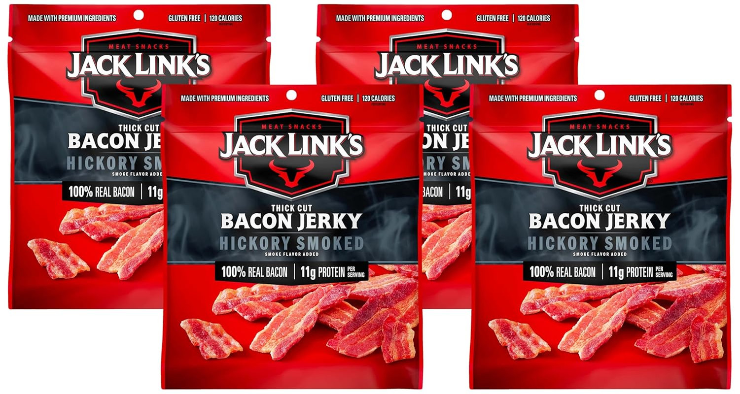 Bacon Jerky, Hickory Smoked - Flavorful Ready to Eat Meat Snack with 11G of Prot