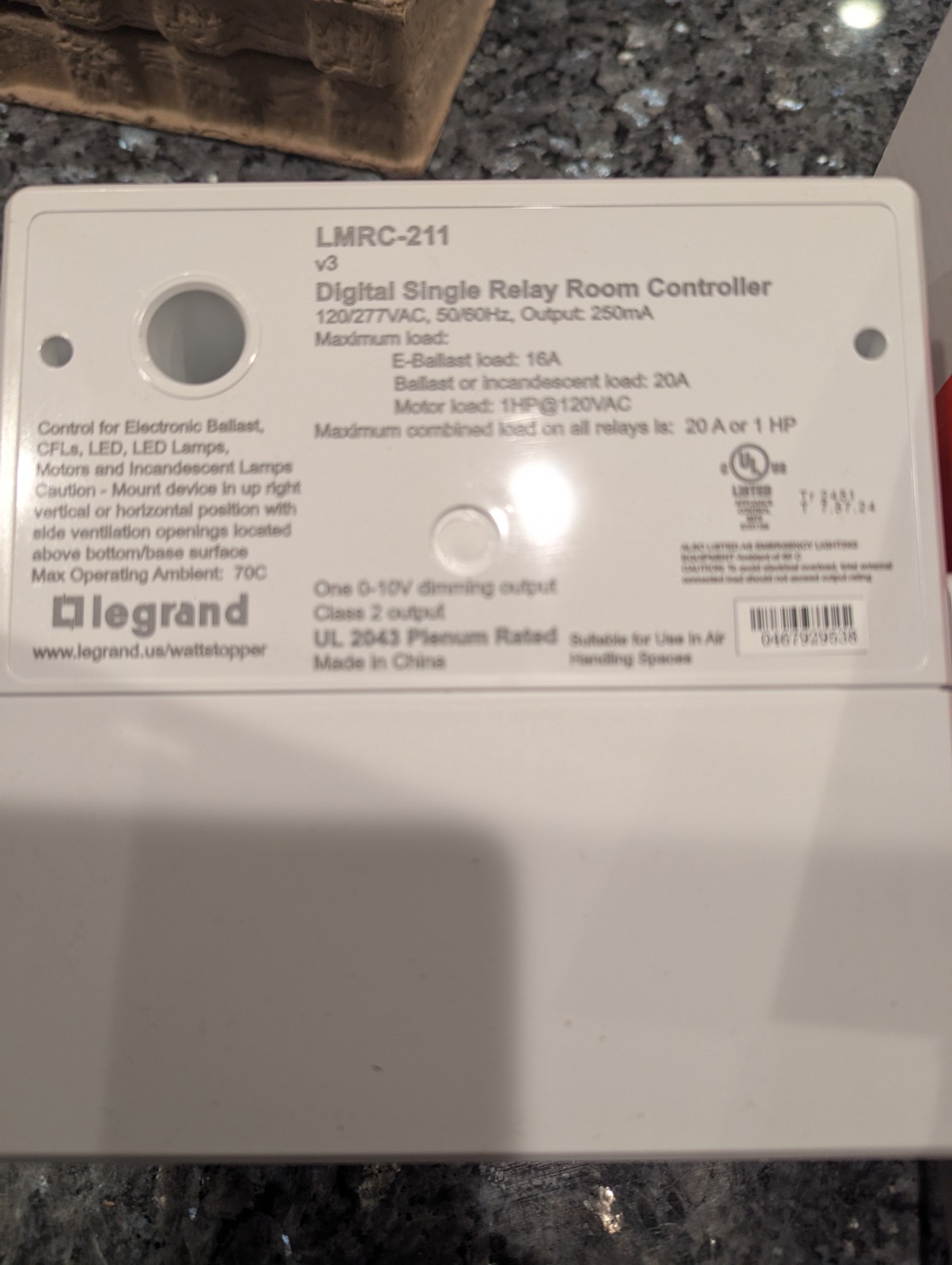 Legrand Wattstopper LMRC-211 Digital Single Relay Controller.