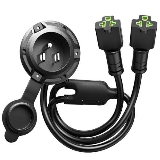 Heavy-Duty 20A Dual AC Port Plug, 125V 12AWG RV Shore Power Dual 20Inch-Upgrade