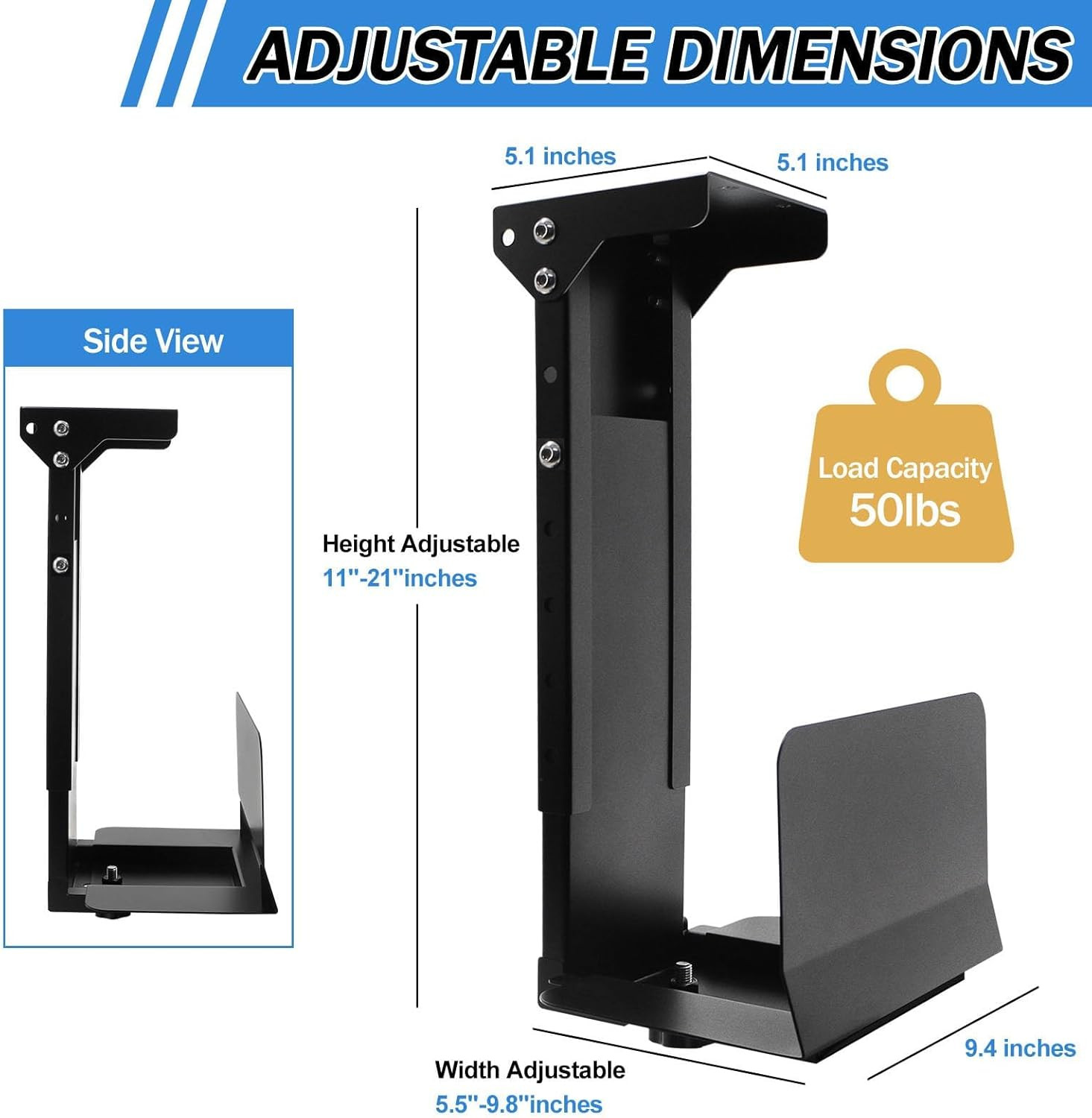 Heavy Duty Computer Wall Mount PC Case - Upgraded, Also Great for PC Mount under