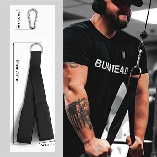 Tricep Rope Cable Attachment Ergonomic Handles Long Gym Pulldown Rope Grip