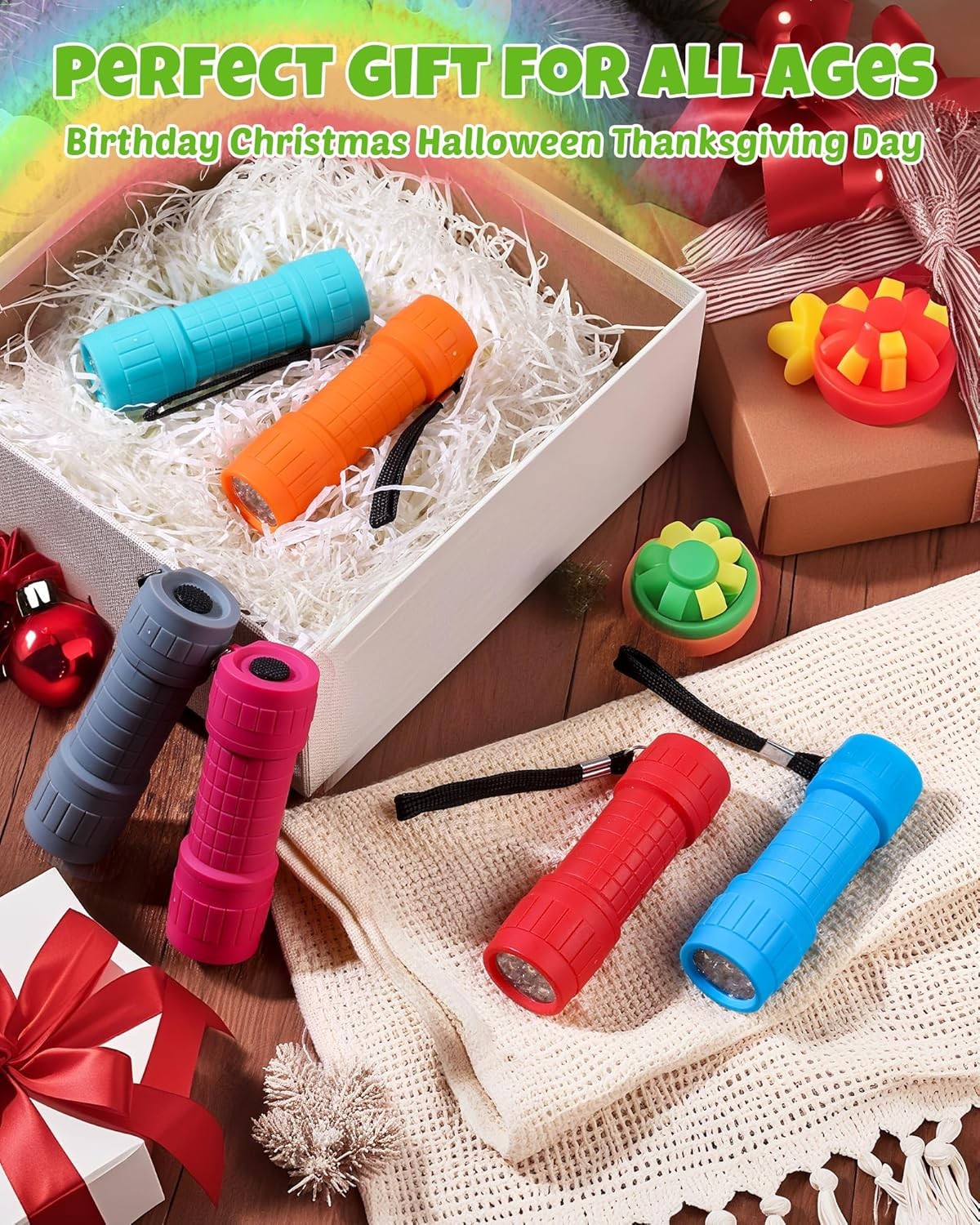 EverBrite 9-LED Flashlight 6Pack Impact Handheld Torch with Lanyard 3AAA Battery