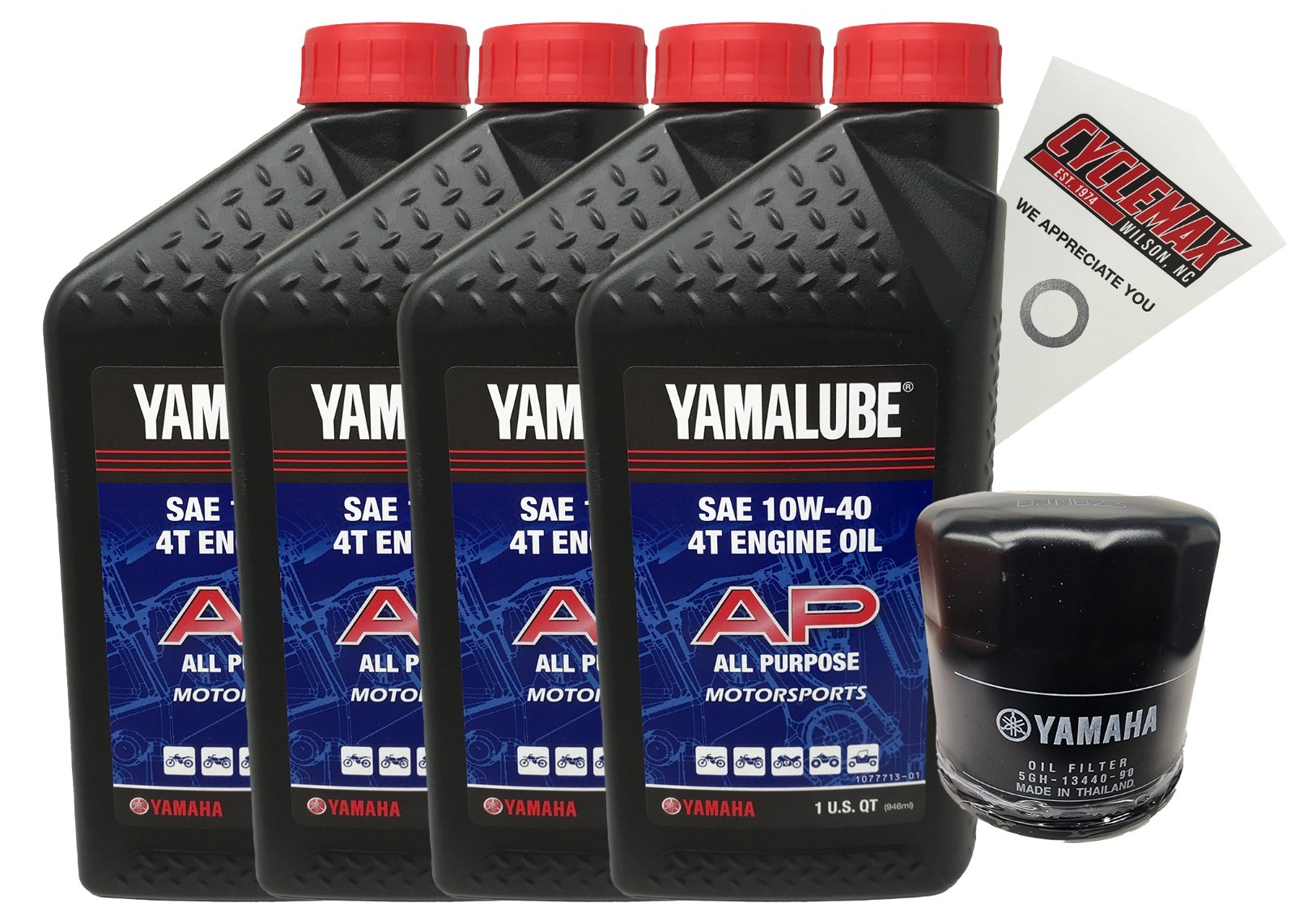 Yamaha OEM Oil Change Kit for 2007-2016 Yamaha YZF-R1 with 10W-40 Oil