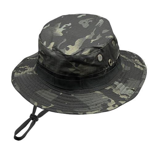 Camo Boonie Hat for Men Women, Military Tactical Wide Brim Bucket Hats, UPF50+