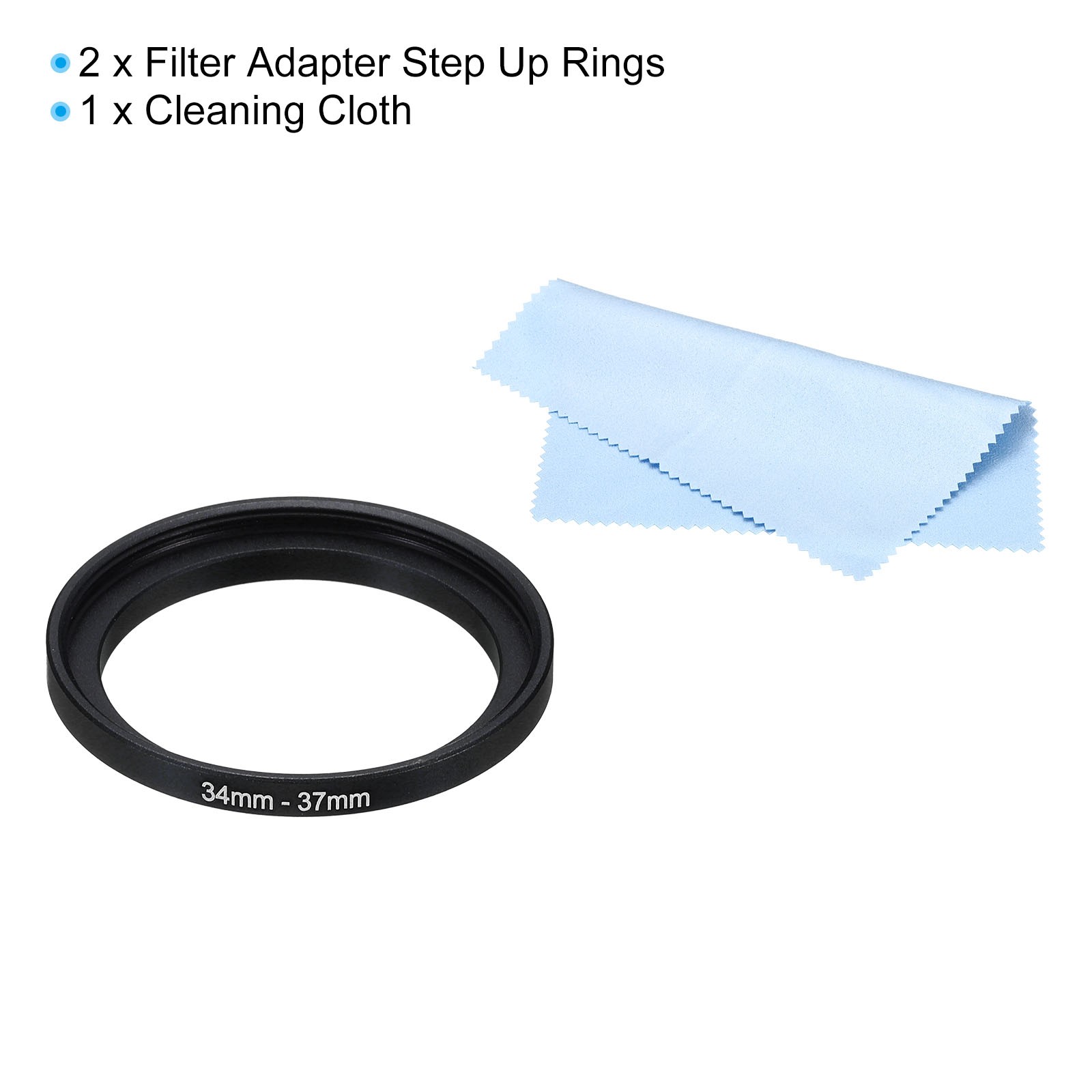 34mm-37mm Step Up Ring Camera Lens Filter Adapter Ring Filter with Cloth