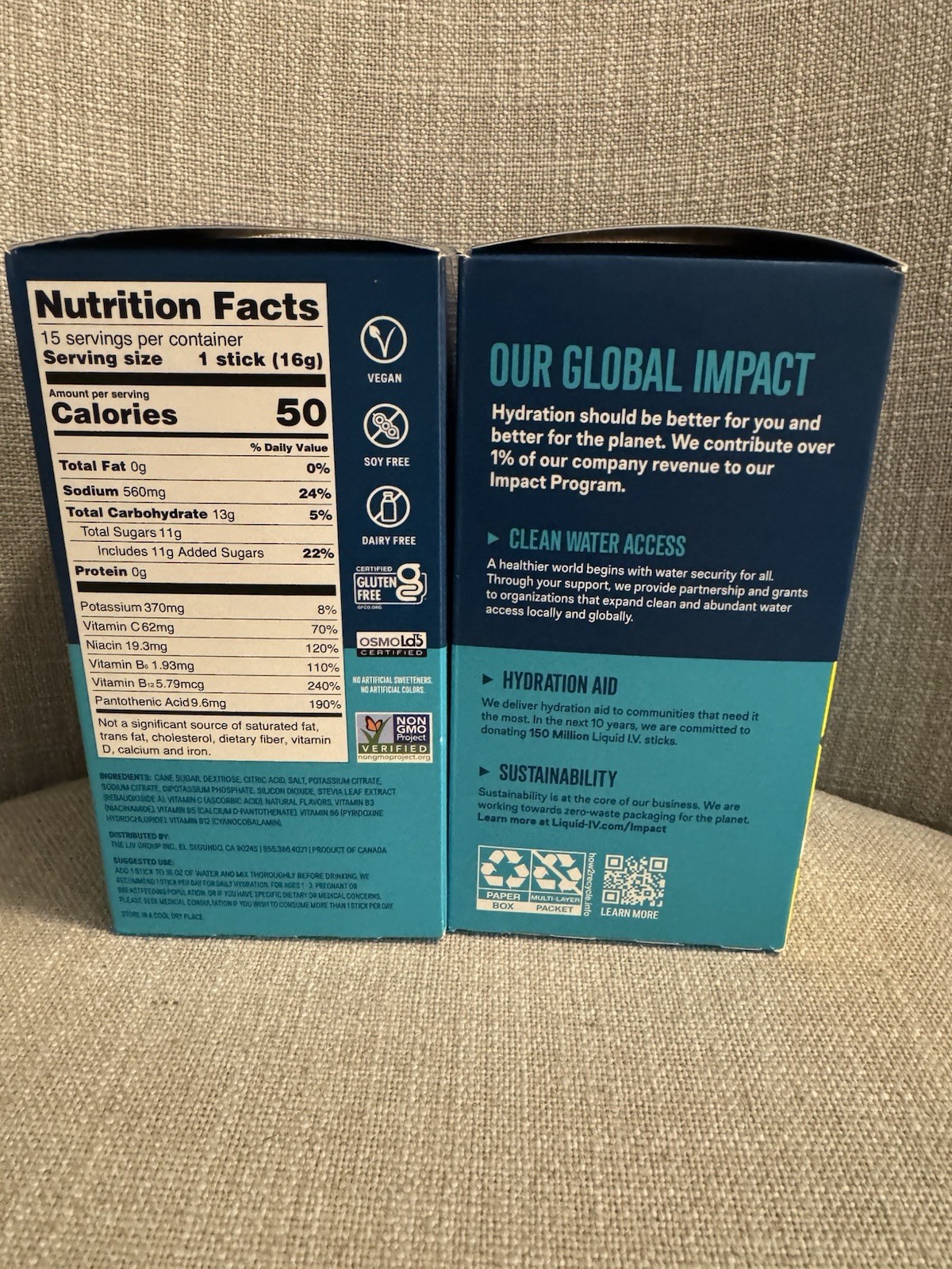 Liquid I.V. Hydration Multiplier Electrolyte Drink Mix Lemon Lime 2 x 15 sticks