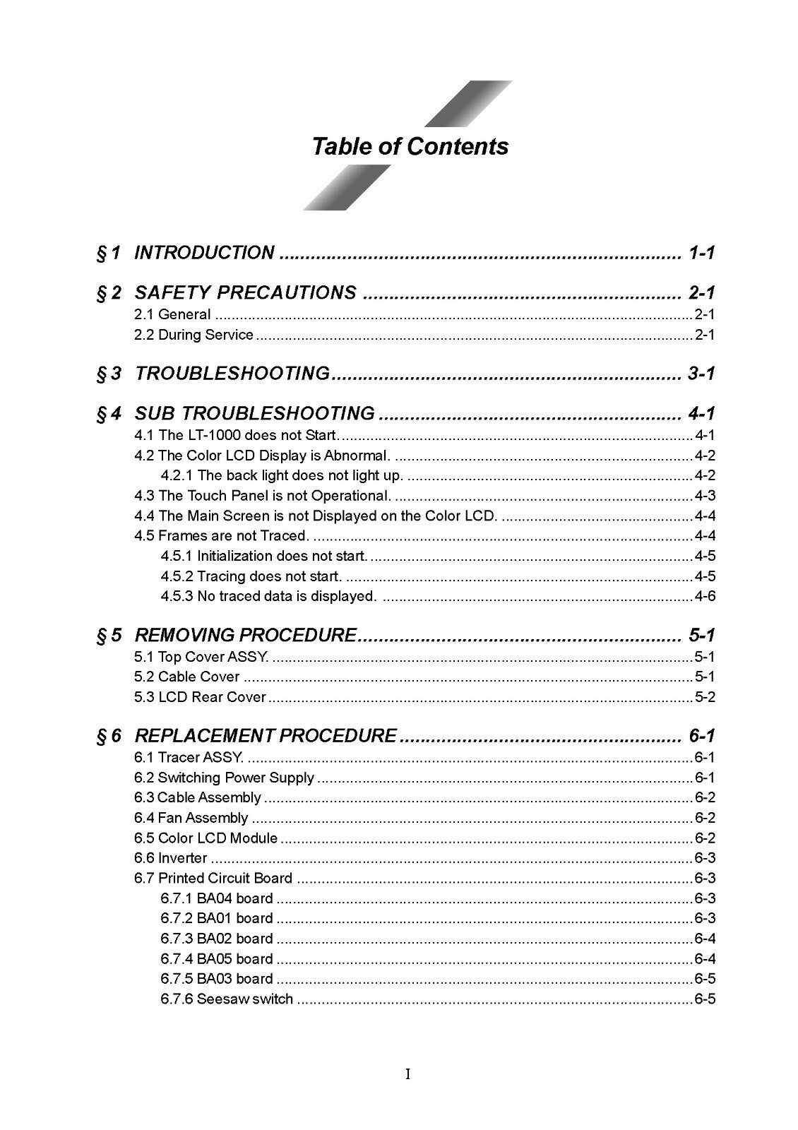 Santinelli Nidek LT 1000 Technical Service Manual