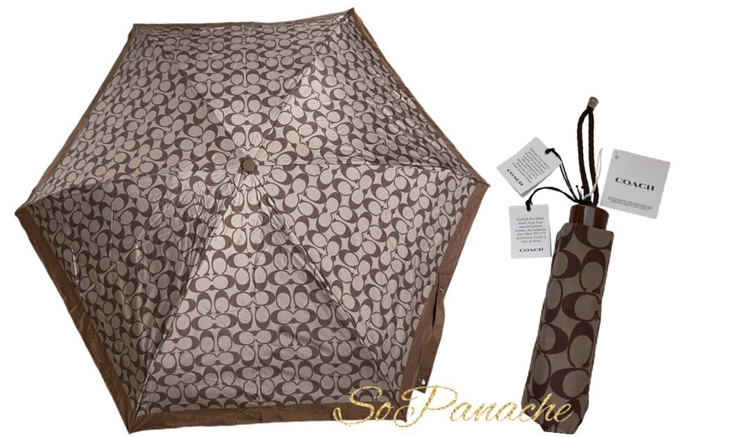 100% Authentic Coach UV Protection Signature Mini Umbrella W/ Protective Cover