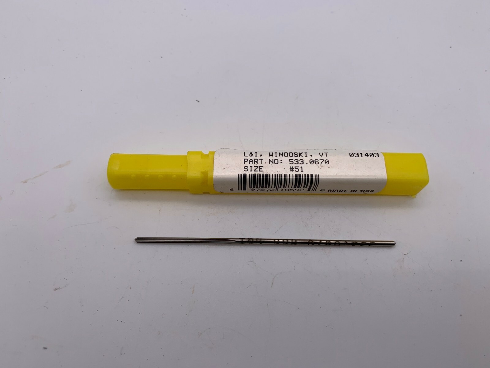 Lavallee & Ide 533.0670  #51 (.0670") High Speed Steel, Straight Flute Reamer