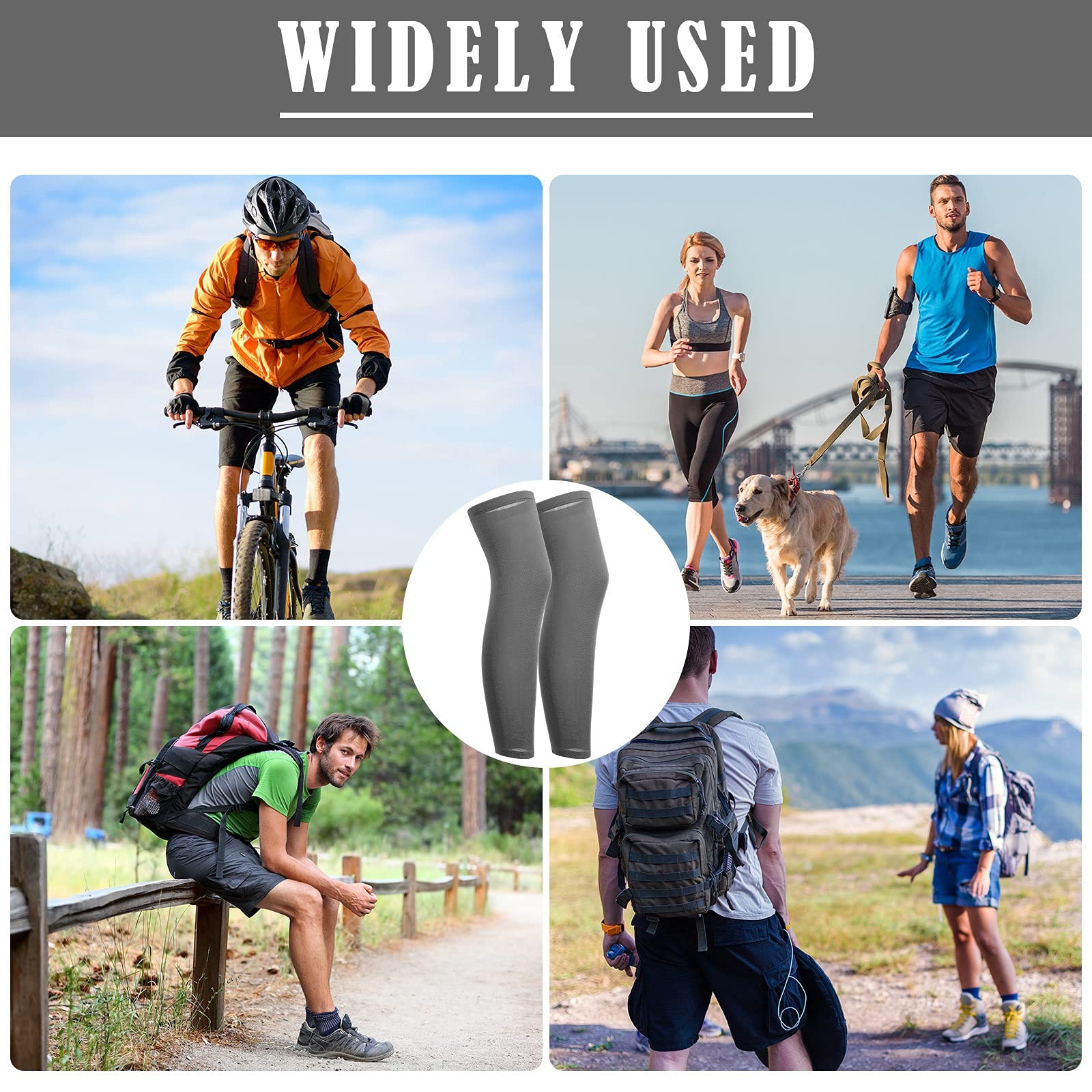 Skylety 3 Pairs Compression Leg Sleeves Large, Black, Dark Grey, Navy Blue