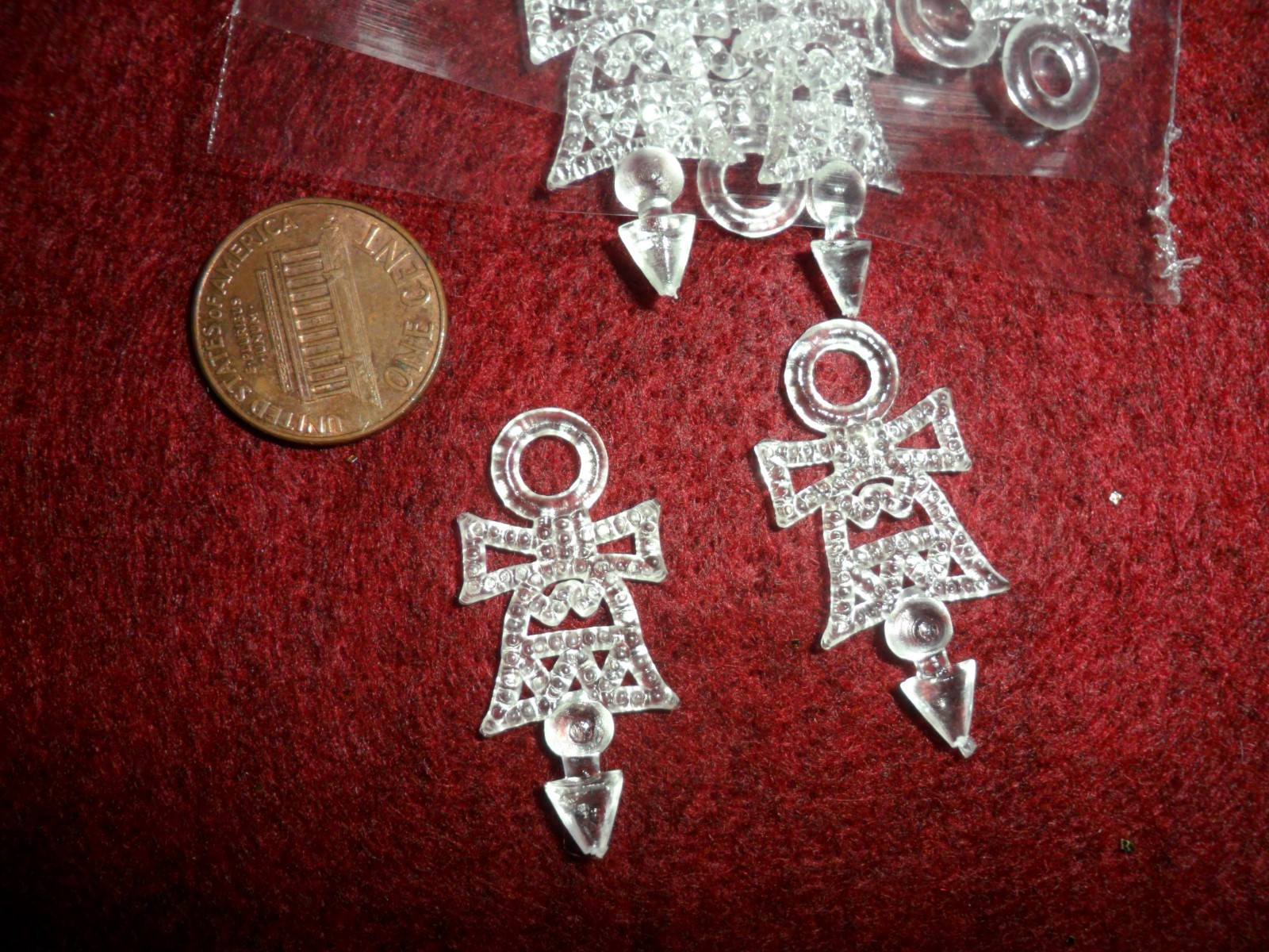 Vintage Clear Plastic Toppers for Styrofoam Xmas Bulbs ~ Bell Shape