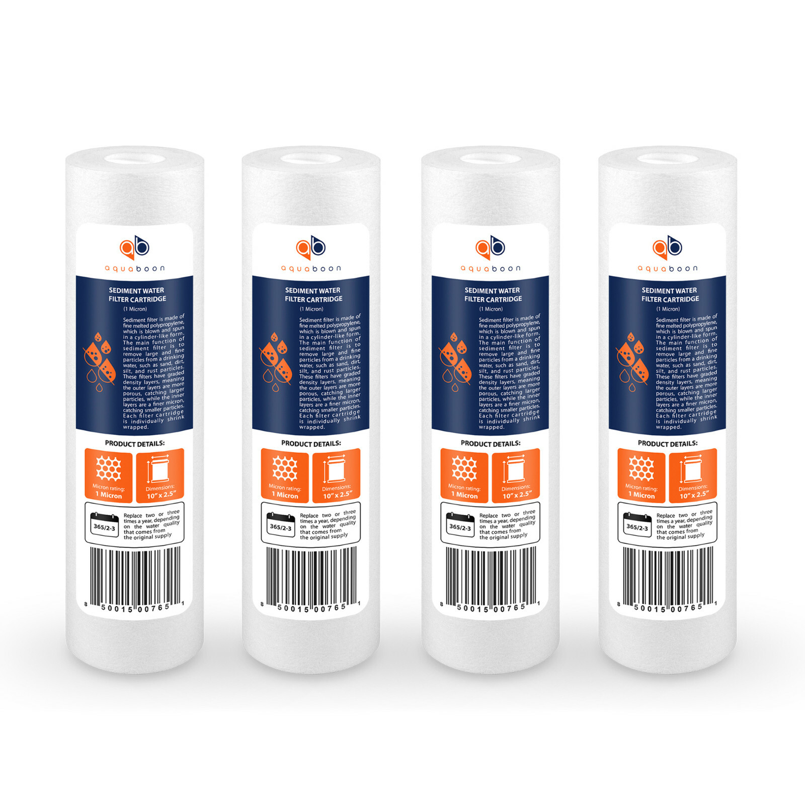 4 PACK of 1 Mic 10" Sediment Water Filters For Any Standard RO Unit by Aquaboon