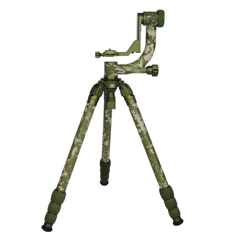 Open Sirui CT-3204 +CH-20 Carbon Fiber outdoor Camo Tripod w Gimbal Head Light